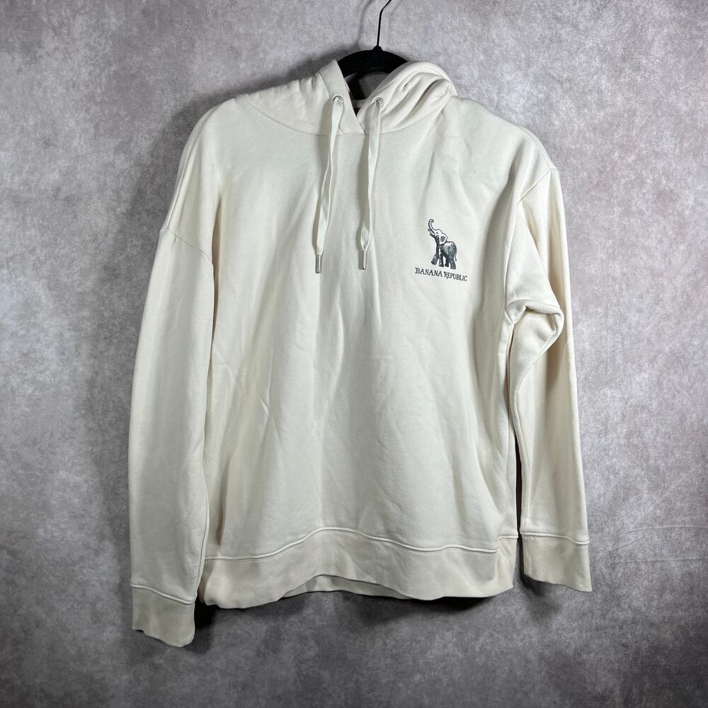 Banana Republic Hoodie‎ Sweatshirt Mens Medium Cream Pullover Long Sleeves